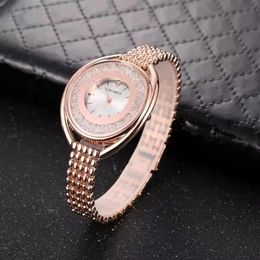 Cagarny Quartz Watch For Women Top Fashion Womens Wrist Watches Female Clock Silver Bracelet Crystal Wristwatches255p