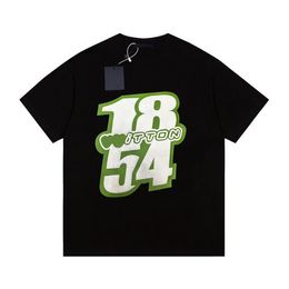 2023SS春/夏高品質デザイナーレタープリントTシャツコットンファブリックラウンドネックプルオーバー短袖TシャツスウェットシャツS3V13