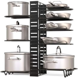 Food Storage Organisation Sets 58 Tiers Adjustable Pots and Pans Organiser Rack 3 DIY Methods Heavy Duty Metal Lids Holder for Kitchen 230627