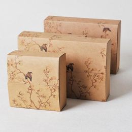 Gift Wrap 100pcs Kraft Paper Brid Tree Macaron Chocolate Cookie Box Christmas Birthday Party Favor Packaging Boxes