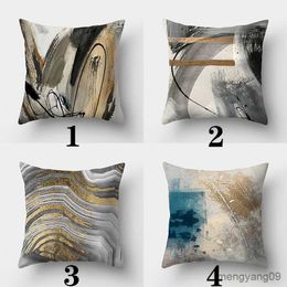 Cushion/Decorative Oil painting art style case 45cmX45cm Square Sofa Cover Colorful ink Cushion cover R230727