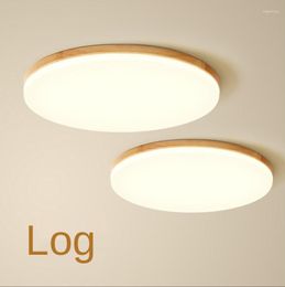 Ceiling Lights Nordic Log Solid Wood Lamp Round Bedroom Decoration Wooden Art Lamps Balcony Ultra-thin Japanese