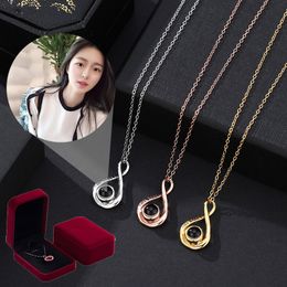 Pendant Necklaces Mobius Ring Necklace S925 Custom Po Projection Jewelry For Girlfriend 2023 Valentine's Day Present With Free Gift Box 230727