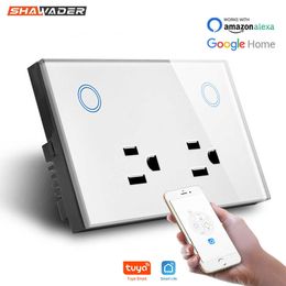 Smart Power Plugs WIFI Smart Wall Socket US Electrical Plug Outlet 10A Power Consumption Touch Switch Wireless Remote Work with Alexa Home HKD230727