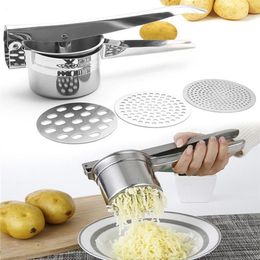 Fruit Vegetable Tools Potato Mashers Ricers Kitchen Cooking Stainless Steel Pressure Mud Puree Press Maker Garlic Presser 221104282x