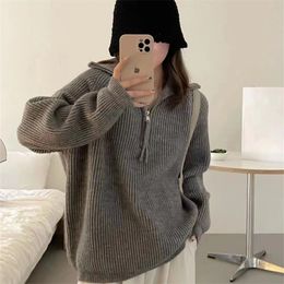 QNPQYX New Women All Match Jumpers Thicken OL New Autumn Loose Pullovers Casual Warm V-Neck Solid Knitwear Sweaters Hot Lady