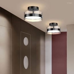 Ceiling Lights Simple LED Golden Black Lamps For Hallway Balcony Corridor Aisle Round Glass Shell Lighting Decorative Fixtures