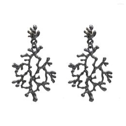 Dangle Earrings Fashion Black Silver Colour Branch Coral Shape Metal For Women Charm Personalised Summer Beach Party Jewellery