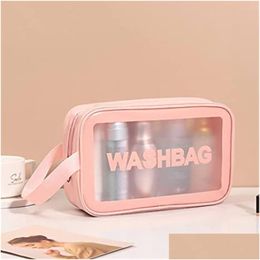 Storage Baskets Clear Toiletry Bag Waterproof Makeup Cosmetic Bags Travel Organiser Large Capacity Pvc Wash Pouch Drop Delivery Home G Ot5Vb