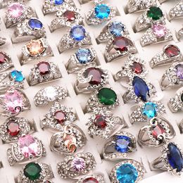 Wedding Rings 20 Pcs/lot Mix Random Style Zircon Alloy Rings Women Party Wedding Ring 230726