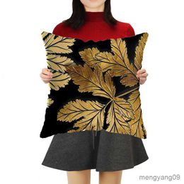 Cushion/Decorative Black Gold Leaf Decorative Cushion Cover Cover Throw Home Decor Cover Customizable R230727