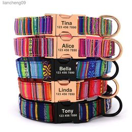 Personalised Dog Collar Customised Nylon Pet Buckle Collar Anti-lost Nameplate ID Tag Adjustable For Small Medium Large Dogs S-L L230620
