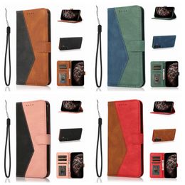 S32 FE PU Leather Wallet Cases For Sony Xperia 1 V 2023 10 V Iphone 15 Pro Max Plus Samsung A34 A54 A25 Contrast Geometric Magnetic Hit Hybrid ID Card Slot Holder Flip Cover