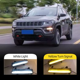 2PCS For Jeep Compass 2017 2018 2019 2020 yellow turn Signal Relay 12V LED DRL daytime running light fog lamp221i