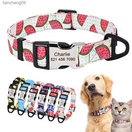 Nylon Print Dog Collar Personalised Pet Cat ID Collars Free Engraving Tag Nameplate for Small Medium Large Dogs Cats Pitbull Pug L230620
