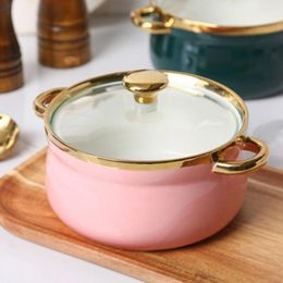 Bowls Ceramic Pan 1000ml Soup Fruit Salad Bowl Non-stick Pans Pot Microwave Oven Home Garden Cooking Enamelled