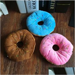 Dog Toys Chews Doughnut Plush Squeaky Toy 3 Designs Optional Drop Delivery Home Garden Pet Supplies Dh2Bm