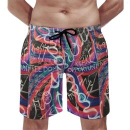 Men's Shorts Word Graffiti Board Daily Big Size Beach Street Art Print Male Pants