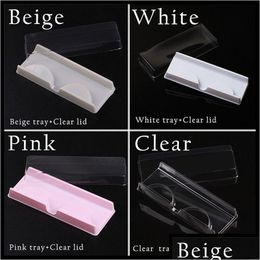 Other Health Beauty Items 3D Mink Lash Transparent White Pink Plastic Eyelashes Packaging Box Fake Eyelash Tray Storage Er Single Dhcmi
