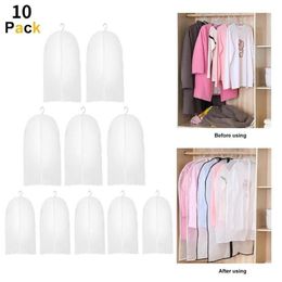 10Pcs Garment Clothes Coat Dustproof Cover Suit Dress Jacket Protector Travel Storage Bag Thicken Clothing Dust Cover Dropship214a329B