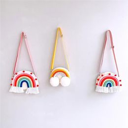 Storage Bags Kids Toddler Purse Rainbow Handbag Creative Crossbody Bag Hanging Decor3341