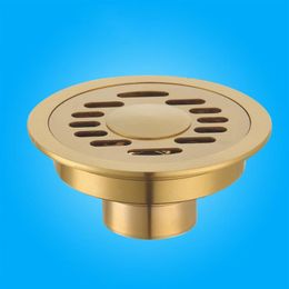 Other Bath & Toilet Supplies 10 CM Brass Round Floor Drain Cover Shower Waste Drainer Grate Gold251v