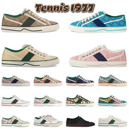 1977 Designers Sneakers Casual Canvas Shoes Luxury Designers Womens Shoe Italy Green And Red Web Stripe Rubber Sole Stretch Cotton Low Top Mens Sneakers 36-44