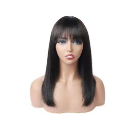 Beautysister New 10A Virgin Human Hair Machine Made Bob No Lace Wigs Good Quality Short Women's Wigs 180% Density Natural Colour