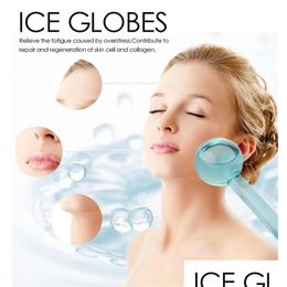 Other Health Beauty Items 2Pcs/Pack Facial Mas Globes Ice Ball Energy Crystal Glass Cooling Water Wave For Face Wrinkle Skin Care Dhtyn