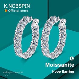 Stud KNOBSPIN 26ct D Color Earring 925 Sterling Sliver Plated White Gold Hoop for Women Wedding Party Jewelry 230726