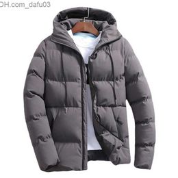 Men's Down Parkas Mens Down Parkas Winter Mens Thickened Cotton Jacket Fashion Solid Colour Hooded Short Jacket Male Outdoor Warm Coat 221019 Z230727