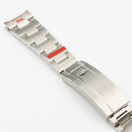 20mm 904L Stainless Steel Watchband For Fit Role-X Submariner Silver Special Arc End Wrist Strap Bracelet Men Butterfly Buckle241B
