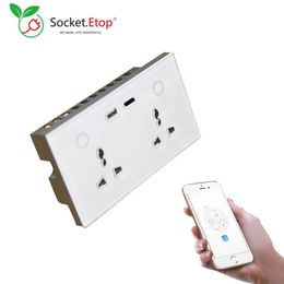 Smart Power Plugs WIFI Universal Wall Socket Quick Charger Type-C Port 13A 3PIN Plugs Electricity Statistics Timmer Smart Home Alexa HKD230727