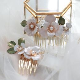 Hair Clips Floralbride Vintage Alloy Flower Crystal Rhinestone Pearls Bridal Comb Wedding Headdress Accessories Women Jewellery