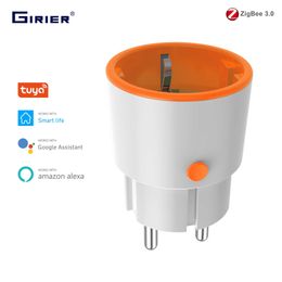 Smart Power Plugs GIRIER Tuya ZigBee 3.0 Smart Plug Socket EU 16A with Power Monitor Timer Voice Functions Works with Alexa Home Smart Life HKD230727