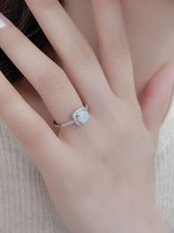 New S925 Sterling Silver Women's Ring, Small and Luxury, Square Shape, Auspicious Treasure, Elegant Temperament, Zircon Ring