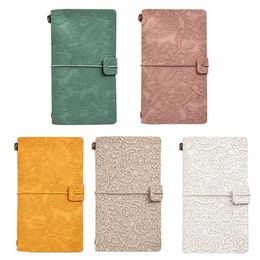 Planners Ootdty A6 Travel Journal Pu Leather Portable Notepad Vintage Emed Craft Notebook