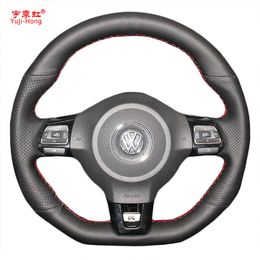 Yuji-Hong Car Steering Wheel Covers Case for VW Golf 6 GTI MK6 VW Polo GTI Scirocco R Passat CC R-Line 2010 Artificial Leather295R