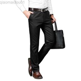 Men's Pants Men Dress Pants Smart Casual Solid Suit Pants Men Office Pants High Quality Mid Full Length Suit Trousers for Man Straight L230727
