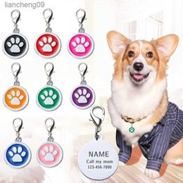 Customizable Dog Collar Address Tags for Dogs Medal with Engraving Name Kitten Puppy Accessories Personalised Cat Necklace Chain L230620