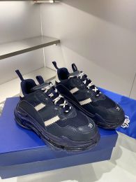 balencig 2024 Triple s Shoes Designer balencigaa High-quality Luxury Retro Paris 17fw Women Shoes Sneakers Men Spring Chaussures Navy Blue