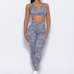 Yoga Outfit Camo Gym Set Women Workout Clothes for Women Push Up Sport Outfit for Woman Yoga Suit for Fitness Grey Tracksuit Black Wear 230727