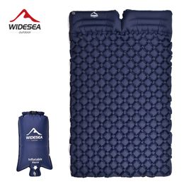 Sleeping Bags widesea camping Double Inflatable Mattress Outdoor Pad Bed Ultralight Folding Travel Air Mat Cushion Moistureproof 230726