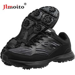 Other Golf Products Waterproof Men Leather Golf Shoes Black Non-slip Spikes Golf Sneakers Golf Training Sneakers Lace Up Golf Athletic Shoes Size 48 HKD230727