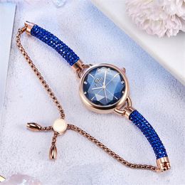 Contracted Fashion Temperament Quartz Watch Ladies Bracelet Business Exquisite Womens Watches Diamond Shiny Girls Wrist Watch Mult2287