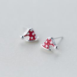 Stud Earrings MloveAcc 925 Sterling Silver Christmas Santa Red Hat Small Earring For Women Girl Lovely Festive Gift Jewelry