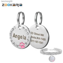 Dog Collar Personalized Pet Collar Engraved ID Tag Nameplate Reflective Stainless Steel Name Number for Small Medium Large Pets L230620