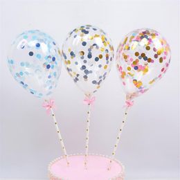 5pcs 10pcs 5inch Mini Confetti Latex Balloons with Straw for Birthday Wedding Party Cake Topper Decorations Bady Shower Supplies1316A