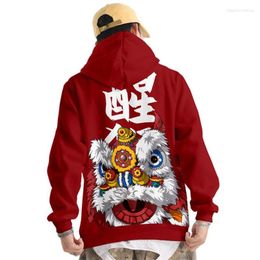 Men's Hoodies 3D Chinese Style Lion Dance Hoodie Sweatshirt Long Sleeve Cool Pullovers Casual Streetwear 2023 Arrival Women Men Clothes