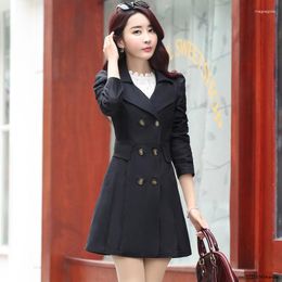 Women's Trench Coats Spring Autumn Windbreaker Women Overcoat Korean Solid Color Slim Mid-Length Coat Double Breasted Female Outerwear